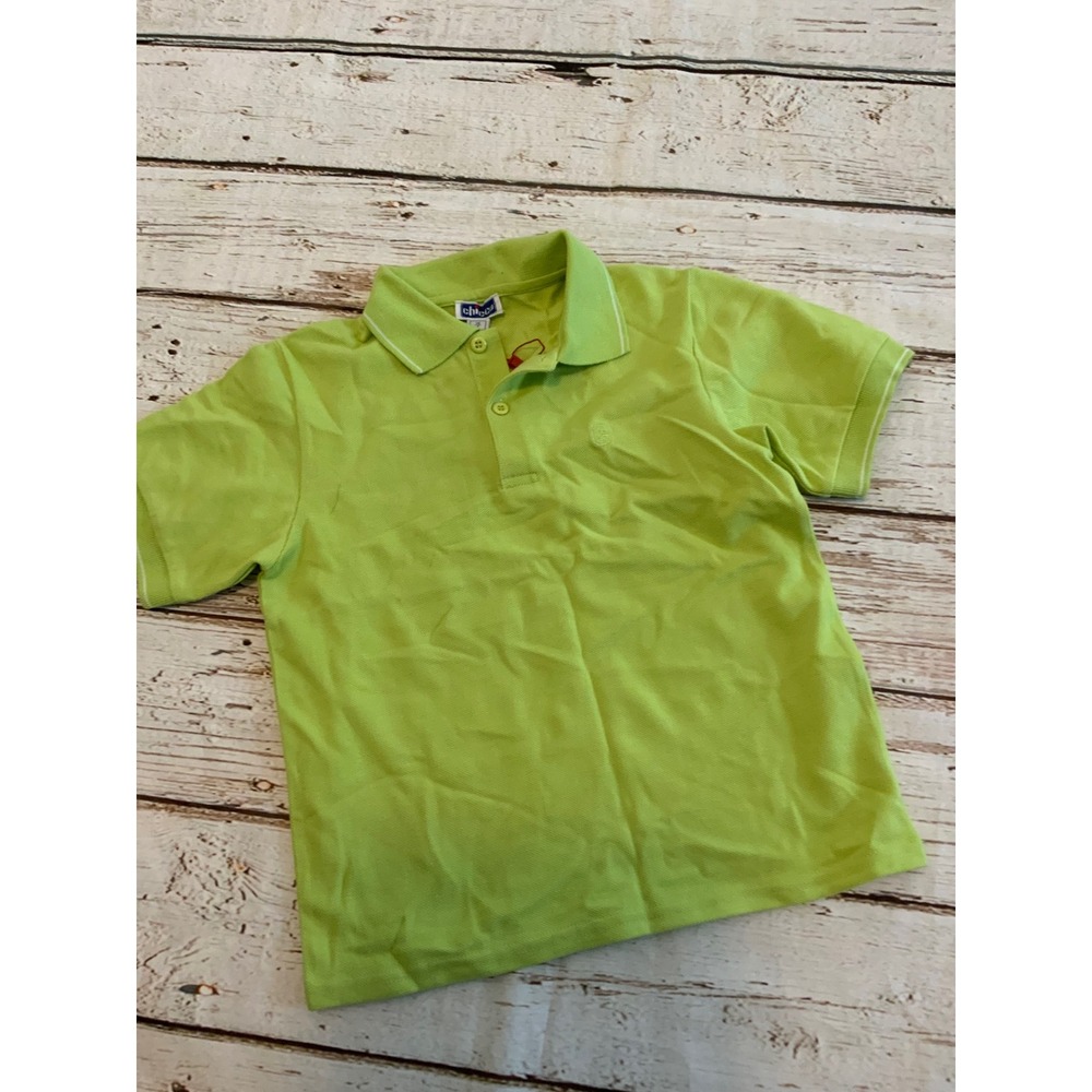 Chicco Boys Lime Green Short Sleeve Pique Polo Shirt Size 6 116cm Classic Preppy
